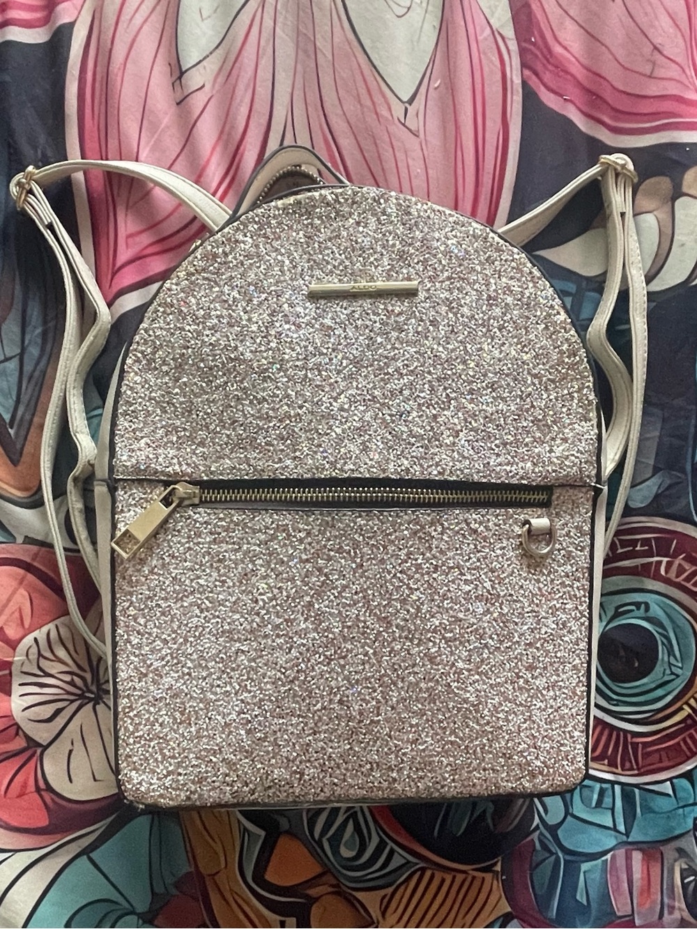 Aldo Rose Gold Glitter Mini Backpack